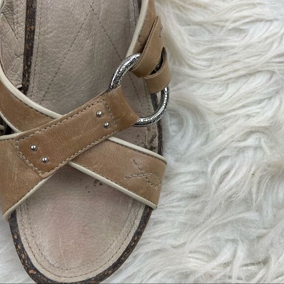 Ariat Cross Strap Leather Wedge Sandals - Picture 3 of 10